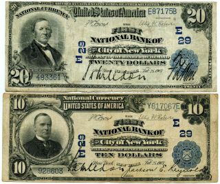 Series 1902 $10 & $20 National Bank Of The City Of York Notes