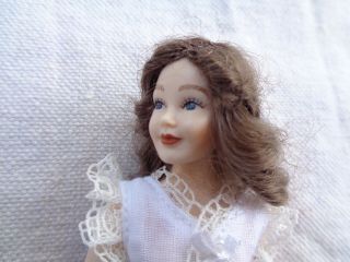 1:12 scale Heidi Ott 5.  5 inch ball jointed dollhouse lady doll - curly brown hair 3