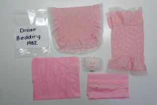 Barbie And Same Sized Dolls 1982 Pink Dream Bedding And Pillows -