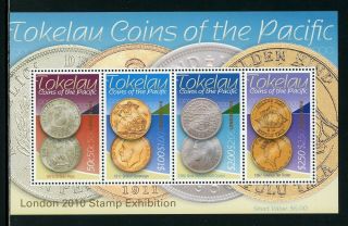 Tokelau Scott 380 Mnh S/s Coins Of The Pacific London Stamp Expo Cv$10,