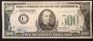 1934 - A $500 Federal Reserve Note Dollar Bill,  Philadelphia,  Pa