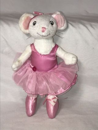 Angelina Ballerina White Plush Mouse Pink Tutu Stuffed Animal Toy 8”
