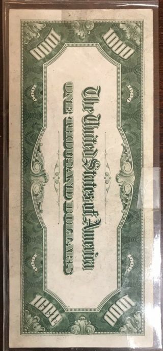 1934 Chicago One Thousand Dollar Bill $1000 Federal Reserve Note Extra Fine 2