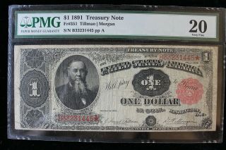 1891 1.  00 Treasury Note Fr351 Pmg Very Fine 20