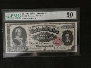 1891 $1 Large Silver Certificate Martha Washington Pmg Very Fine30 Fr 222