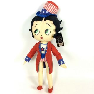 Betty Boop Patriotic Betty 2004 Plush Doll 16.  5 Inch Stars Stripes With Tag