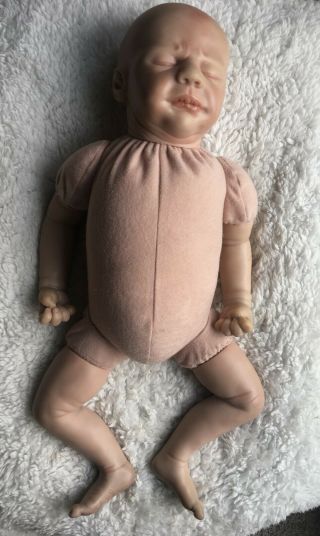 Reborn Newborn Sleeping Baby Doll Vinyl Head And Limbs Cloth Body Euc