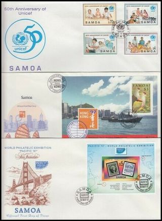 Samoa 1996/7 Fdc’s (x3) Unicef / Hong Kong / Pacific (id:177/d37293)