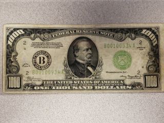 1934 $1,  000 Federal Reserve Note York,  York