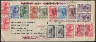 1929 Spanish Morocco Special Delivery Cover To U.  S. ,  93 - 104 (no 102),  E4,  Pretty