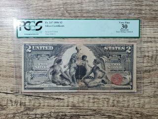 1896 $2 Silver Certificate " Educational Note " Fr247 Pcgs 30 Comments Two Dollars