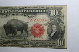 1901 Ten Dollar $10 Bison Legal Tender United States Note E27297883 3
