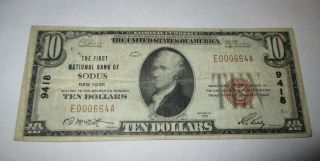 $10 1929 Sodus York Ny National Currency Bank Note Bill Ch.  9418 Fine