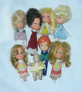 1980s Mattel Littles Dolls Plus Friends (8 Dolls)