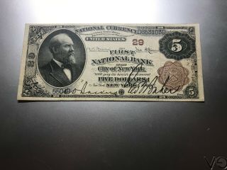 1882 $5 Brown Back National Note.  York,  York.  Charter 29.