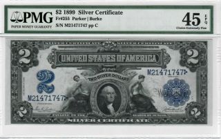 1899 $2.  00 Silver Certificate Fr 255 - 45 Epq - Pmg