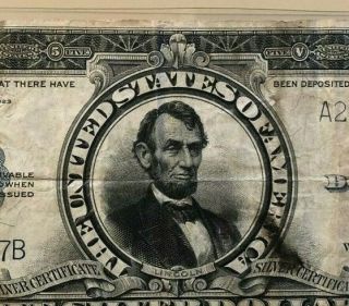 1923 Series $5 Five Dollar Porthole Lincoln Silver Certificate