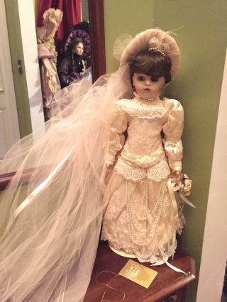Franklin Heirloom Bebe Bru 21 " Porcelain Wedding Bride Doll Robert Capia Box