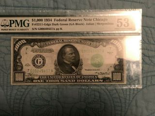 Ac 1934 $1000 Chicago One Thousand Dollar Bill Pmg 53