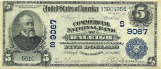 1902 $5 Date Back National Raleigh,  North Carolina Choice Extremely Fine
