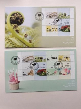 Zealand 2014 Fdcs Personalised Stamps (2 Covers)
