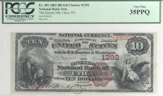Oneida National Bank Of Utica York Brown Back $10 Pcgs 35 Ppq No Res