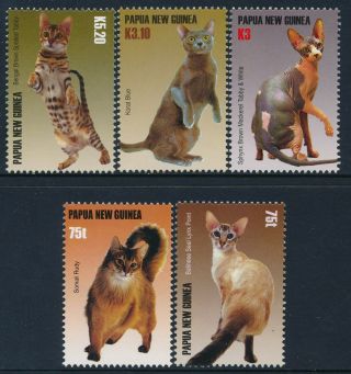 2005 Papua Guinea Cats Set Of 5 Fine Mnh