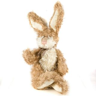 Russ Clifford Bunny Rabbit Plush 16 " Brown Tan Easter Ribbon Stuffed Animal Toy