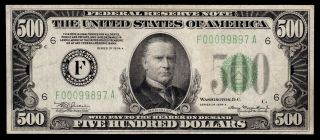 Atlanta,  Ga 5 Digit 1934a $500 Five Hundred Dollar Bill 1000 Fr2202