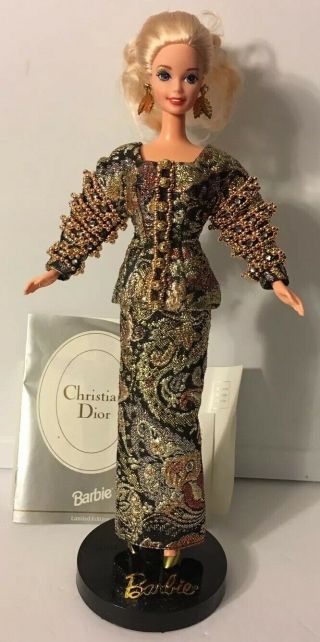 Barbie Doll Christian Dior Designer Dress Metallic Gold Brocade 1995