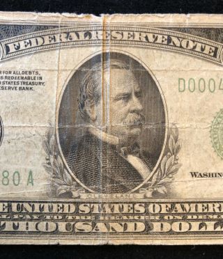 1934 $1000 One Thousand Dollar Bill Series D Cleveland Ohio 3