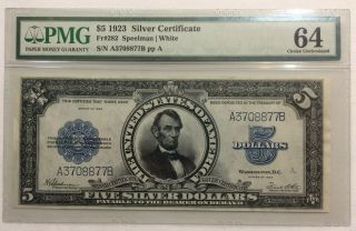 Porthole Note - Series Of 1923 $5 Silver Certificate Pmg 64 Choice Uncirculated