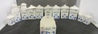 12 Piece Blue White Germany Miniature Dolls Canister Set 1920 
