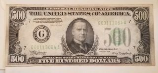 1934a $500 Five Hundered Dollar Bill Federal Reserve Note Chicago