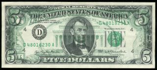 1977 $5 Federal Reserve Note Full Back To Front Offset Printing Error Note