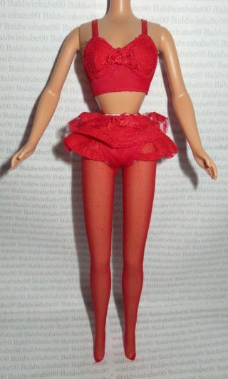 Lingerie Barbie Doll Red Bra Pantyhose Built In Panties Underwear Set Clothing