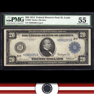 1914 $20 St Louis Frn Federal Reserve Note Pmg 55 Fr 992 H2982061a