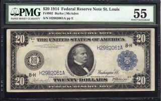 1914 $20 ST LOUIS FRN Federal Reserve Note PMG 55 Fr 992 H2982061A 2