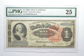 Vf25 1886 $1 Martha Washington Silver Certificate Note Fr 217 - Graded Pmg 6843