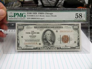 Pmg $100 1929 Frbn Chicago Fr 1890 - G Ga Block Jones/woods 58 Choice About Unc