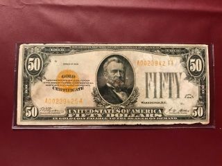 1928 $50 Fifty Dollars Gold Certificate Currency Note