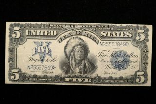 1899 $5 Large Silver Certificate Fr 280 Strong Very Fine " Collectible Indian "