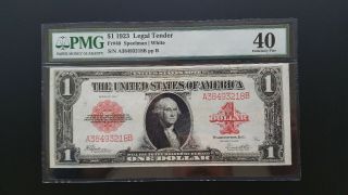 1923 $1 Legal Tender Large Size Red Seal Pmg 40 Ef