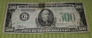 1934 A Five Hundred Dollar Federal Reserve Note Vg $500 With Minor Issues