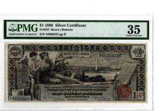 1896 $1 Silver Certificate Education Note Fr 225 Pmg 35 Bruce/roberts 19 - C033