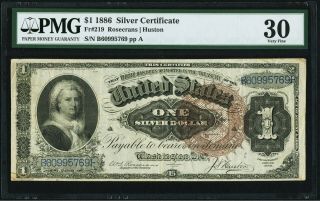 Fr.  219 $1 1886 Silver Certificate Pmg Very Fine 30 Martha Washington Note