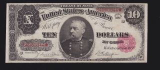 Us 1891 $10 Treasury Note Plain Back Fr 370 Vf - Xf (- 844)