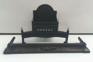 Hand Crafted Metal Dolls House Fire Basket & Fender Set Fireplace Dollhouse