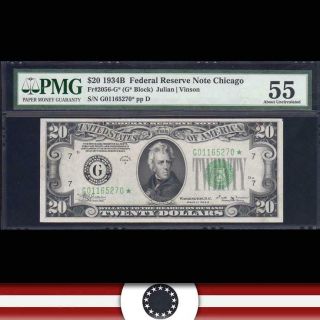 1934 - B $20 Chicago Frn Star Note Pmg 55 Fr 2056 - G G001165270