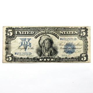 Large Series 1899 $5 Five Dollar Silver Certificate - Indian Chief